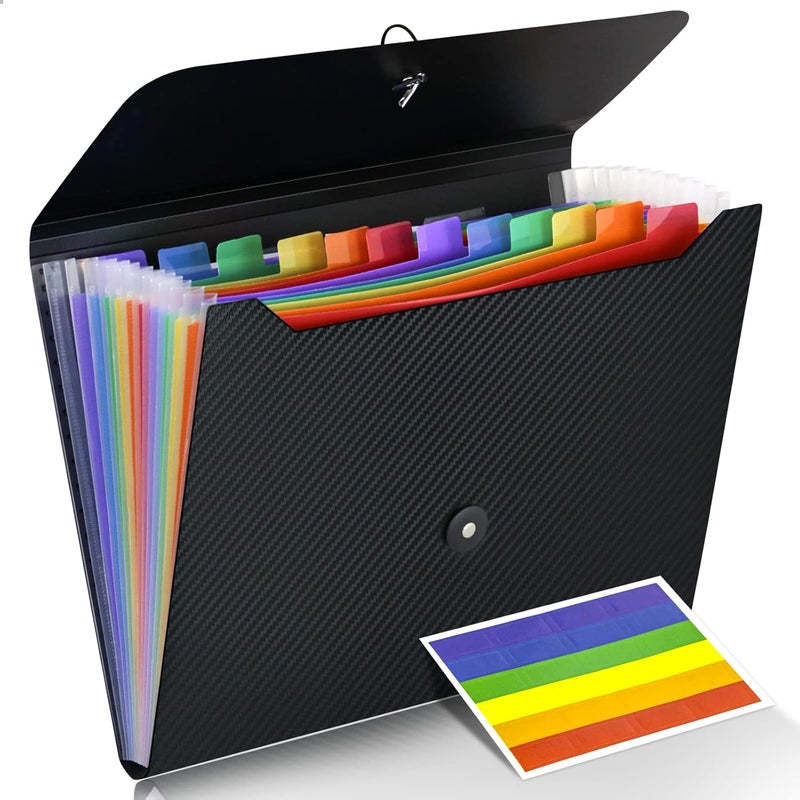 Cesil Accordian File Organizer Expanding File Folder, 13 Pockets, A4 Letter Size Paper Document Receipt Folder for Classroom, Home, Office and Travel - Image 1